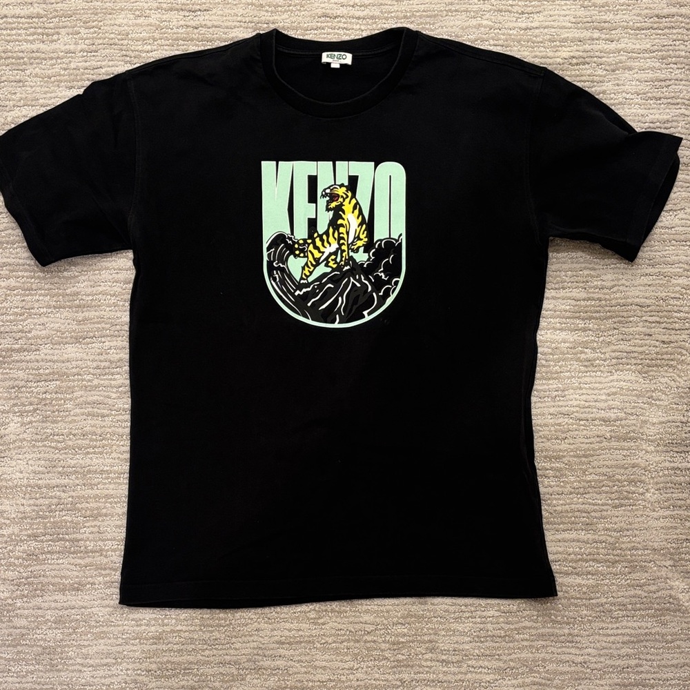 Kenzo Black Tee with Tiger Graphic